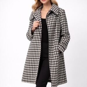 See by Chloe Black and Wool White Houndstooth Coat Sz 40